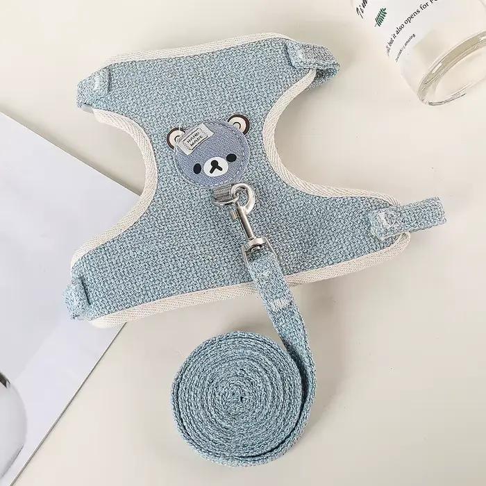 1/ensemble chiot chien harnais pour petits chiens réglable chien chaton chat harnais et laisse chien