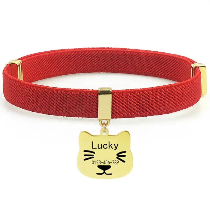 Collier de chat personnalisé mignon, étiquette de nom en métal gravé, colliers de chaton AirTag déta
