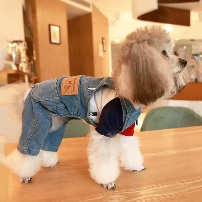 Salopette en jean pour animaux de compagnie pour bouledogue français, combinaison en jean pour chien