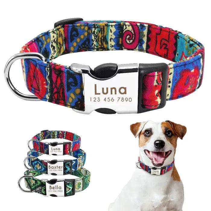 Collier personnalisé pour chien et chat, petit, moyen et grand, nom gravé personnalisé, identificati