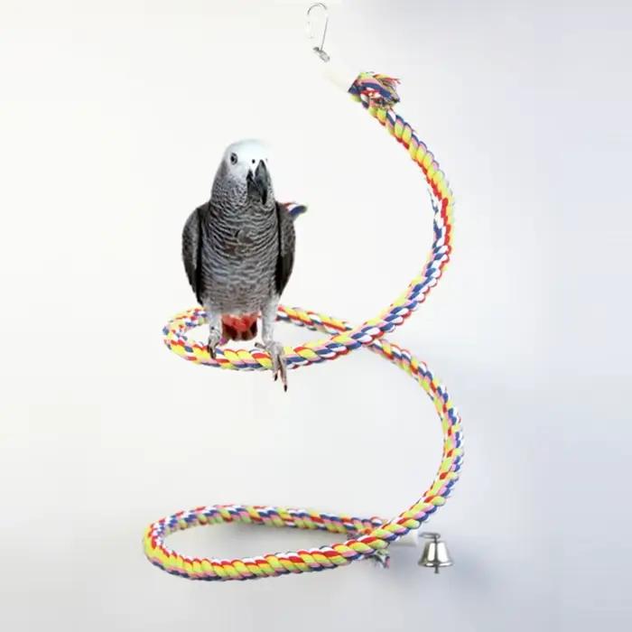 Balançoire à oiseaux en corde coton, perchoir pour Cage suspendue, jouet élastique en spirale pour p