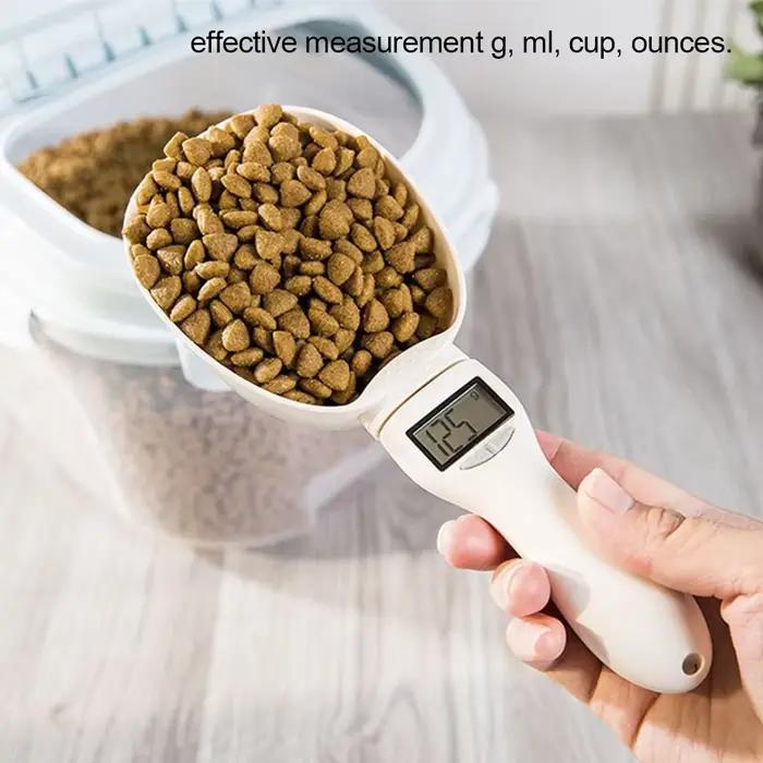 Cuillère à mesurer les aliments pour animaux de compagnie, tasse à mesurer électronique pour aliment