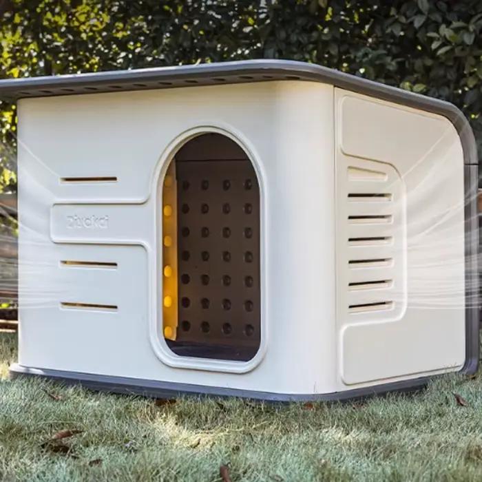 Grande niche moderne pour chien d'extérieur et d'intérieur, maison préfabriquée en plastique impermé