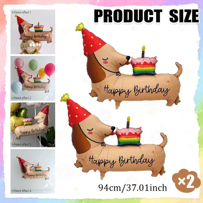 2 ballons en aluminium motif chien saucisse de dessin animé pour anniversaire, décoration de fête su