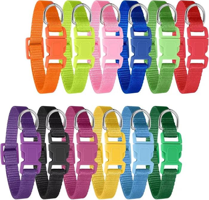 Lot de 12 colliers pour chiots, colliers d'identification réglables pour chiots, colliers en nylon s