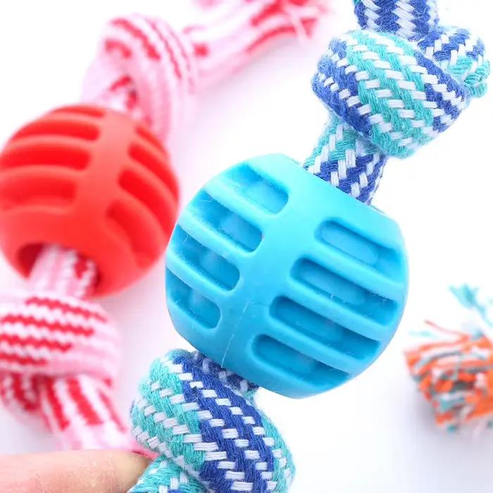 Jouet pour chien, corde en coton, boule à double nœud, résistant aux morsures, jouet de nettoyage de