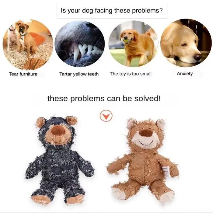 Ours en peluche pour animaux de compagnie, jouet interactif en peluche pour chien, meulage, nettoyag