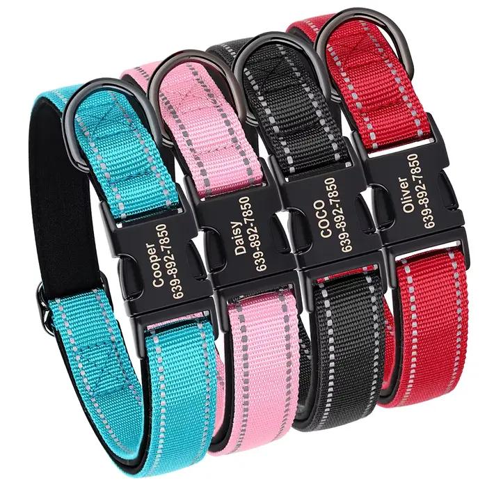 Collier de chien personnalisé réfléchissant, graver ID, colliers en Nylon, doux et rembourré, réglab