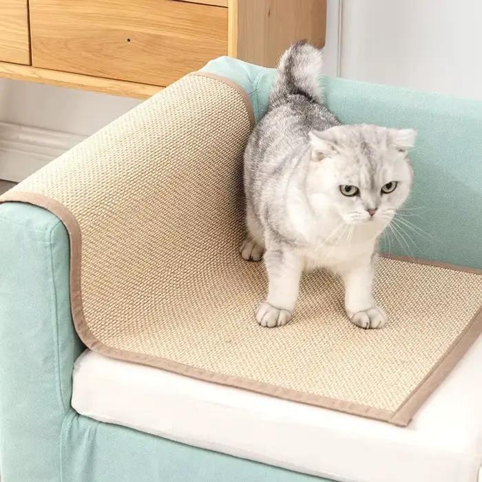 Tapis de canapé en bambou naturel pour chat, planche à gratter pour aiguiser les ongles, grattoir, j