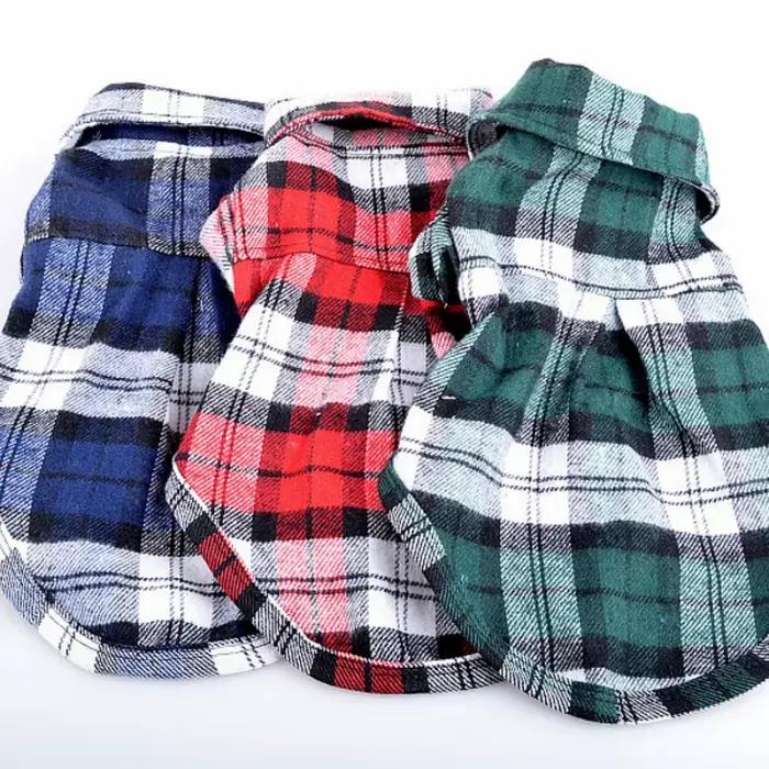Vêtements pour petits chiens/chat, chemise à carreaux, manteau à revers, veste, hauts, accessoires p
