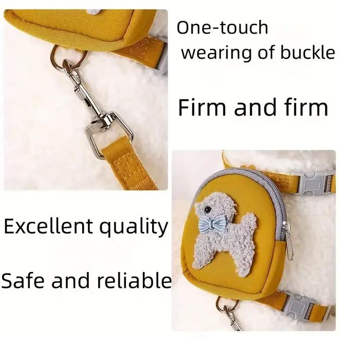 Gilet souple réglable pour animaux de compagnie avec sac à dos et laisse pour chiens de petite et mo