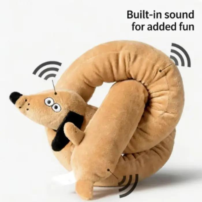 Oreiller Long en peluche pour animaux de compagnie, jouet en peluche doux pour chien, saucisse grinç