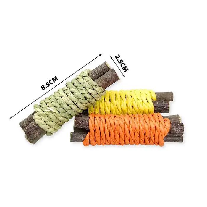 Jouet à mâcher en bois de pomme naturel biologique, gâteau d'herbe, dents de lapin pour animaux de c