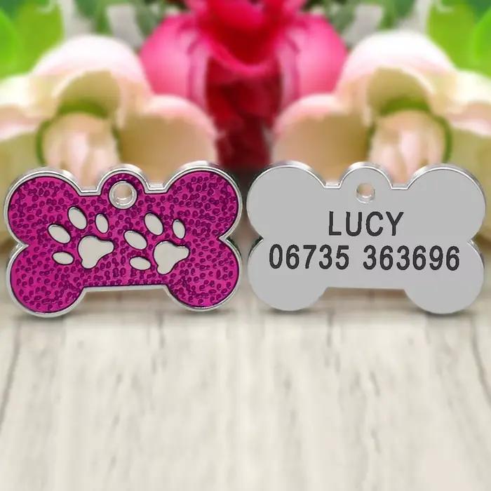 Étiquette d'identification personnalisée pour chien et chat, strass scintillants, étiquettes nominat