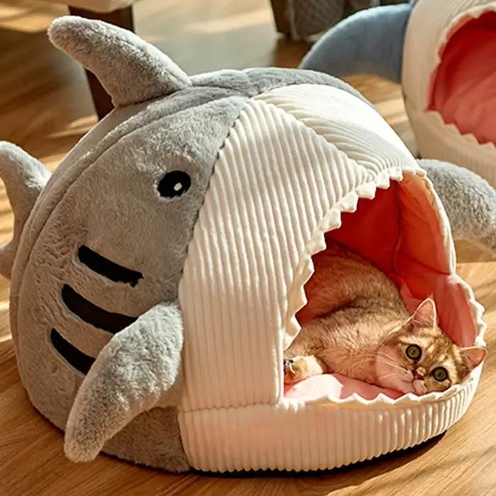 Lit chaud fermé pour chat, pour animaux de compagnie portables, panier pour chatons sucrés, coussin,