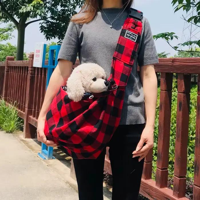 Sac de transport pour chiots de compagnie, sac à bandoulière en coton pour chien de voyage en plein 