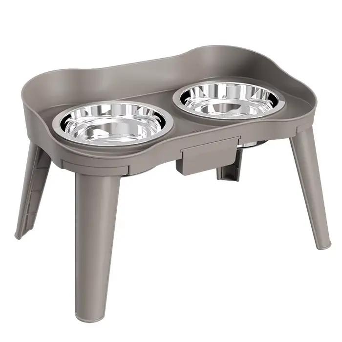 Bol pour animaux de compagnie en acier inoxydable, plat de nourriture et d'eau à double usage pour c