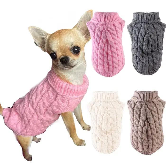 Classique solide Chihuahua chiot chien pull pour petits chiens hiver chaud vêtements pour animaux de