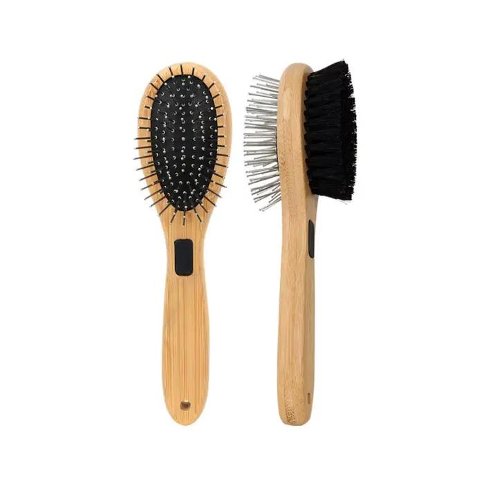 Brosse double face en poils de sanglier pour animaux : outil de massage et de démêlage pour chiens e