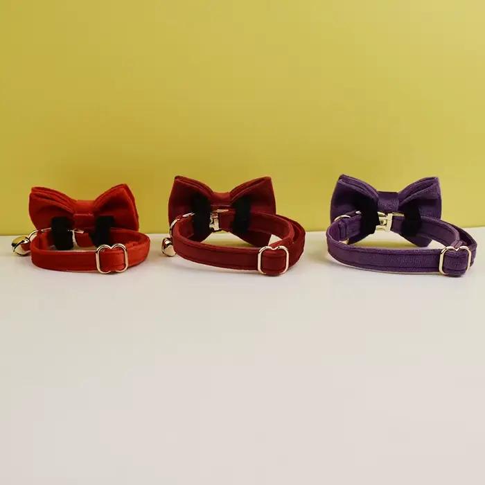 Collier pour chat en velours personnalisé avec étiquette d'identification, collier pour chaton avec 