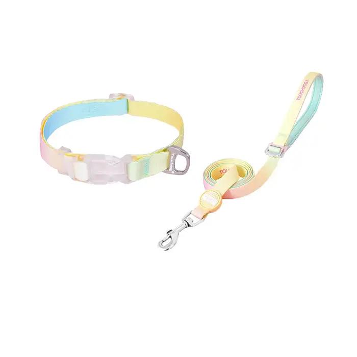 Ensemble de laisse de collier de chien Ombré irisé, marche sûre pour les races de petites et moyenne