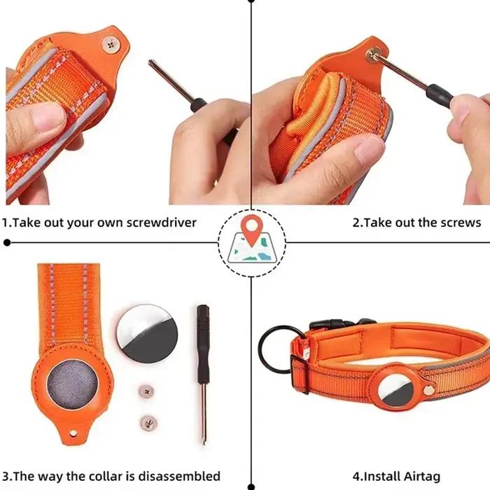 Collier Anti-perte pour chien, étui de protection Airtag étanche, collier réfléchissant pour animaux