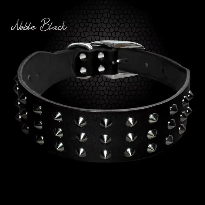 Collier de chien en cuir véritable pour grands chiens, Rivets Cool cloutés à pointes, collier pour a
