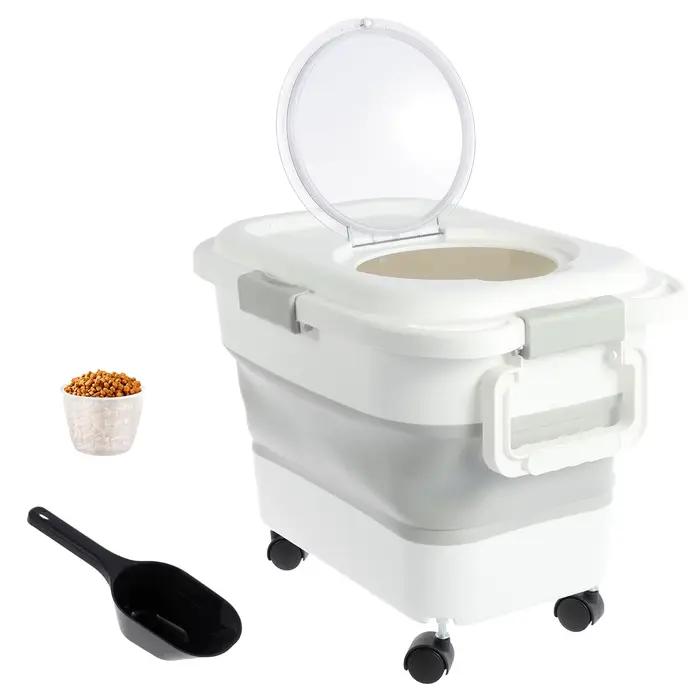 Baril de stockage de nourriture pliable pour animaux de compagnie, 15/45KG, récipient de nourriture 