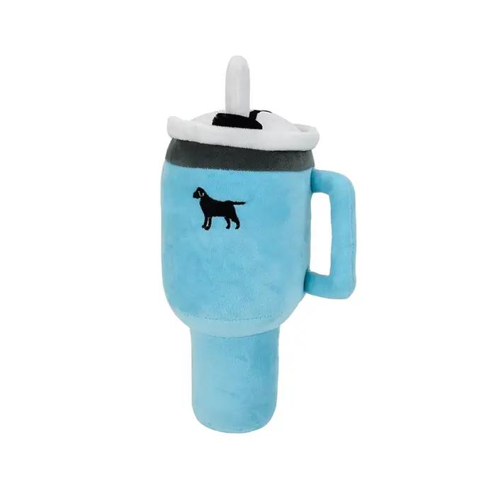 Tasse de chiot grinçante de 31cm de haut, jouet en peluche pour chien avec poignée et paille, jouet 