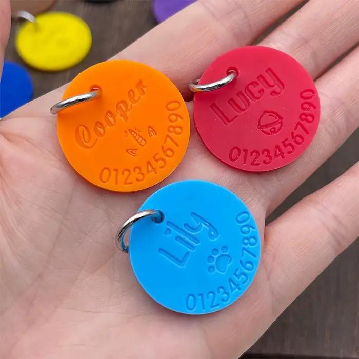 Étiquette d'identification Anti-perte en Silicone pour animaux de compagnie, étiquette de collier de