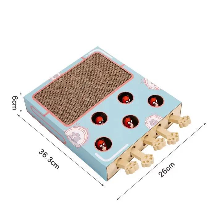 Boîte de jeu interactive 3-en-1 pour chaton d'intérieur : Jouet Whack-A-Mole, bâton de chatouillage 