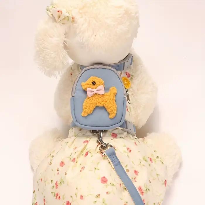 Gilet souple réglable pour animaux de compagnie avec sac à dos et laisse pour chiens de petite et mo