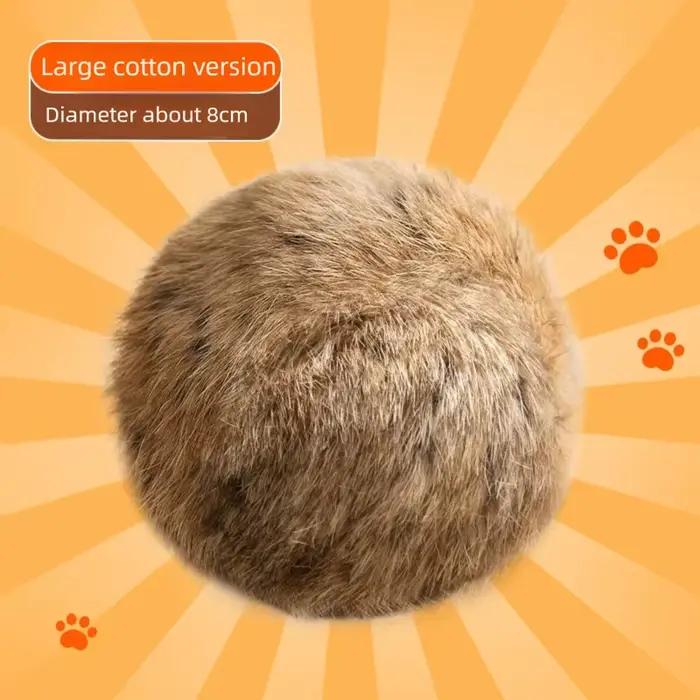 Jouet pour chat en fourrure de lapin, boule moelleuse silencieuse, résistante aux morsures, peluche 