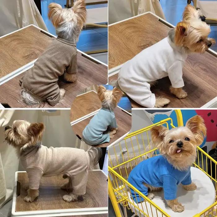 Vêtements pour chiens en pur coton 5 couleurs pyjama pour chien garçon et fille Onesies pour petits 