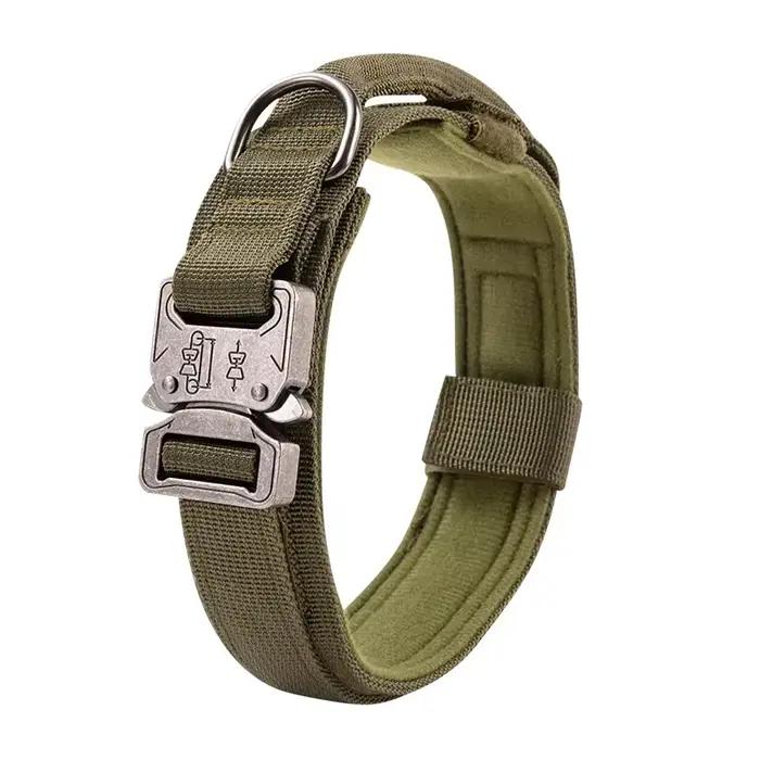 Ensemble de collier de chien durable réglable, laisse militaire pour animaux de compagnie, moyen et 