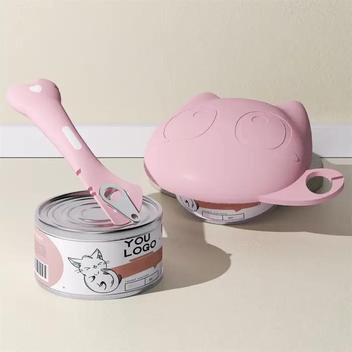 Ensemble couvercle et cuillère de nourriture pour chat en Silicone, cuillère d'alimentation multifon