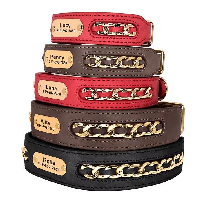 Accessoires de collier de chien en cuir personnalisés, étiquette d'identification personnalisée, col