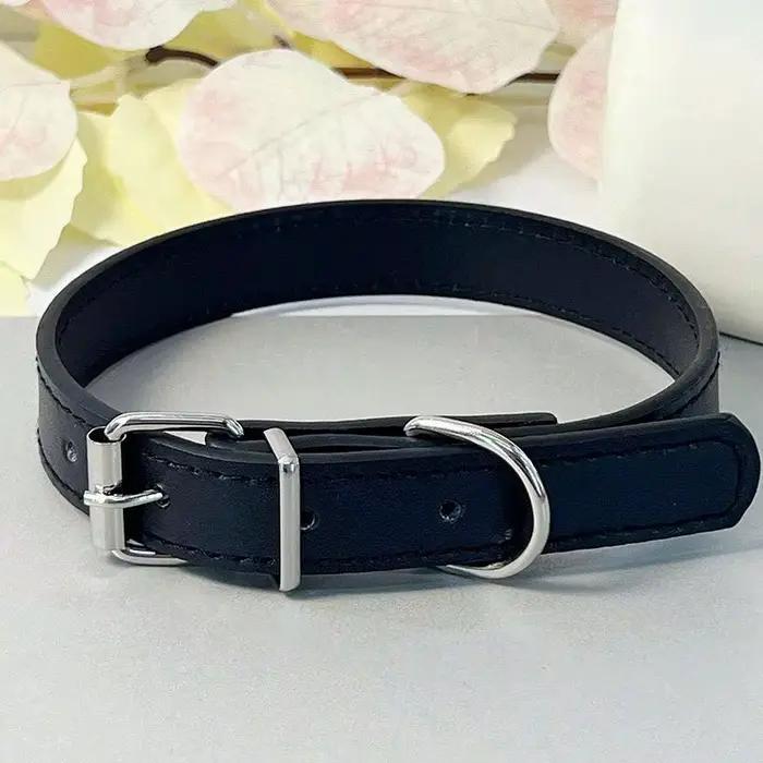 Collier pour chien collier pour animaux de compagnie Simple collier plat en cuir pour chat avec cloc
