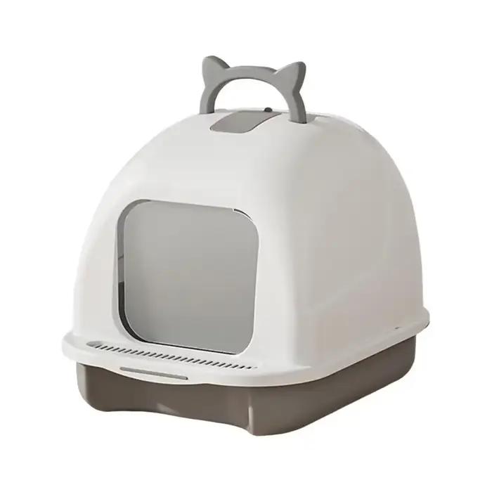 Grande bac à litière pour chat avec couvercle, bac à litière fermé pour chaton avec cuillère à litiè