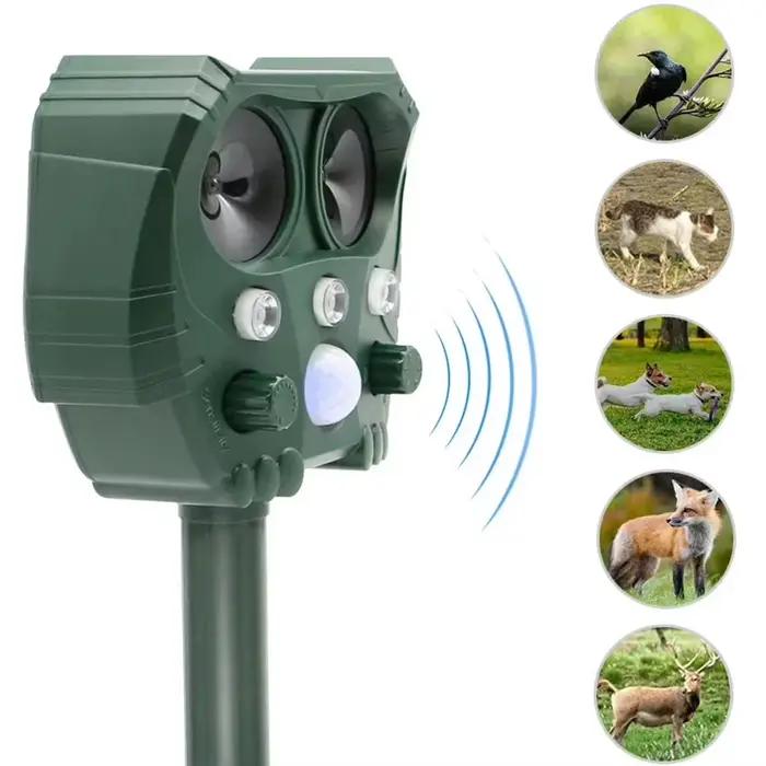Répulsif Solaire Ultrasonique pour Animaux : Chien, Chat, Oiseaux - Outil de Dissuasion Extérieur po