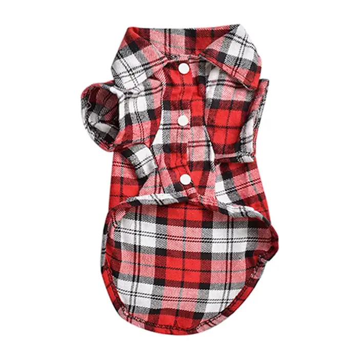 Vêtements pour petits chiens/chat, chemise à carreaux, manteau à revers, veste, hauts, accessoires p