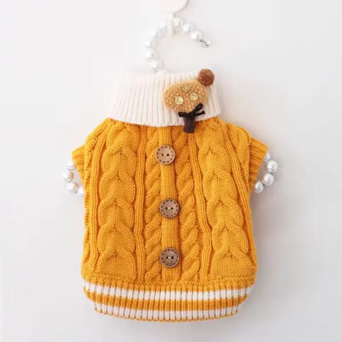 Pulls tricotés de styliste pour chiens, couleur unie, vêtements chauds pour animaux de compagnie et 