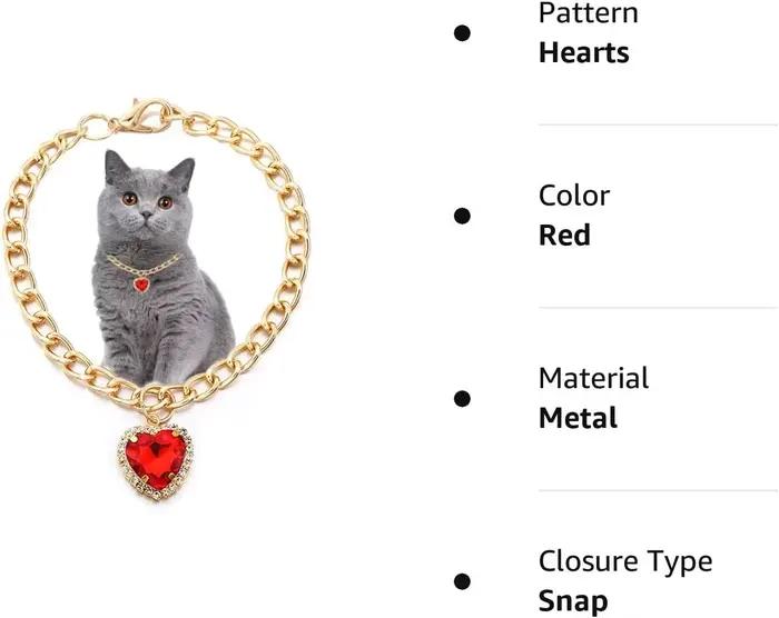 Collier de luxe pour chien et chat, bijoux avec pendentif en forme de cœur et de diamant, chaîne en 