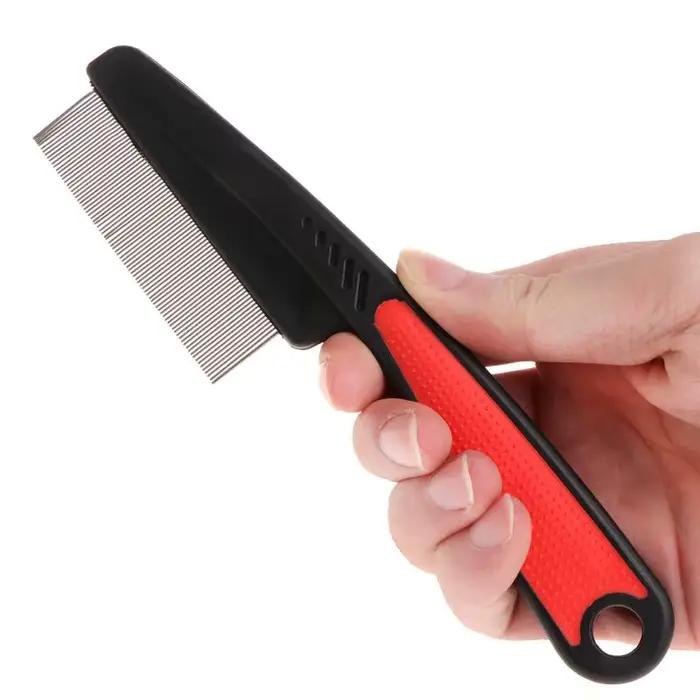 Brosse d'élimination des puces et des poux pour animaux de compagnie, peigne en acier inoxydable, ve