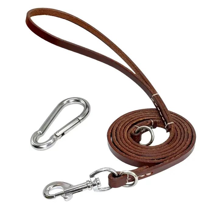 Laisse pour chien Pitbull en cuir, durable, avec structure d'alpinisme, laisses pour animaux de comp