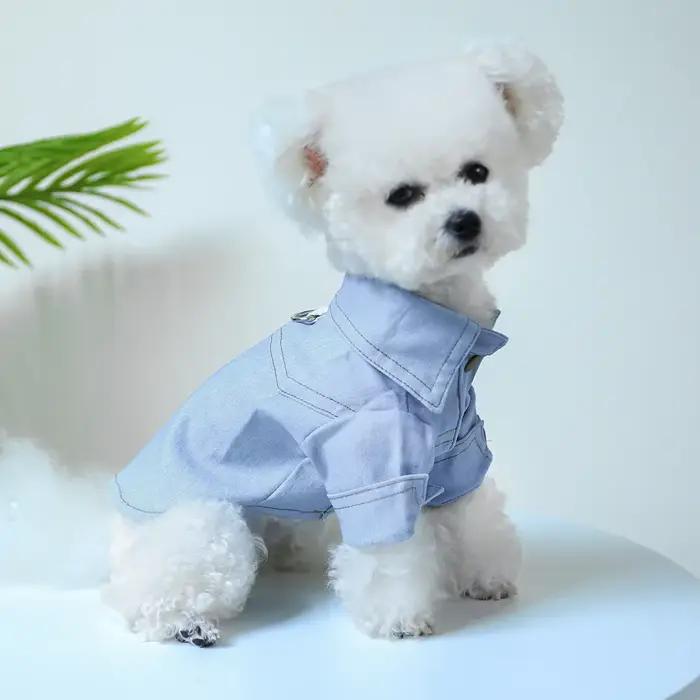 Nouveau Ins chien Denim vêtements peuvent tirer chat revers Denim chemise concepteur chien vêtements