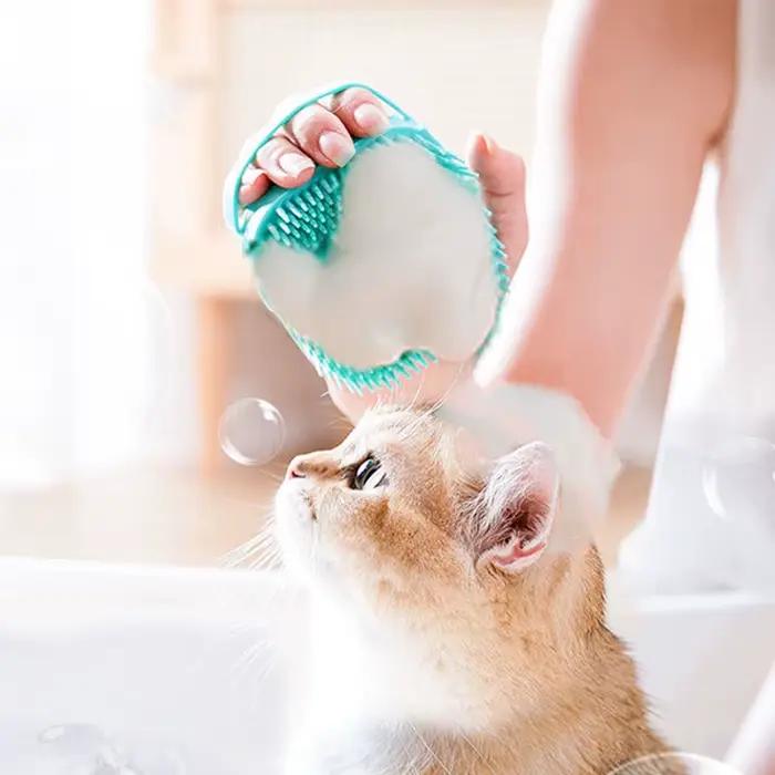 Brosse de bain en silicone souple pour animaux de compagnie, masseur, gel douche, outils de nettoyag
