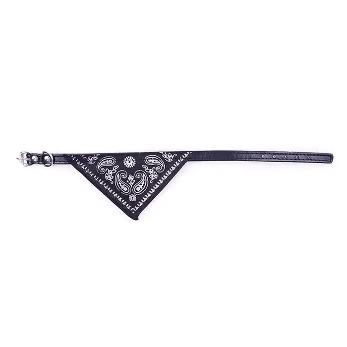 Collier Bandana réglable pour petit chien, chiot, chaton, en PU, avec écharpe triangulaire imprimée,