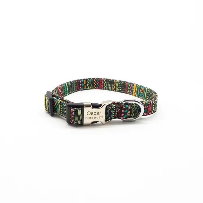 Collier personnalisé de style bohémien pour chien, en Nylon, avec nom d'identification d'animal de c