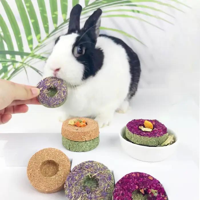 Jouet à mâcher lapin pour petits animaux, gâteau enge fait à la main, jouets de meulage des dents po